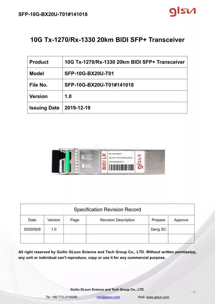 sfp 10g bx20u t01 141018