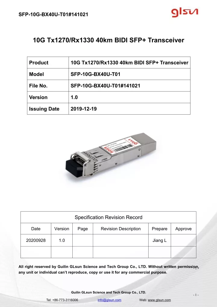 sfp 10g bx40u t01 141021