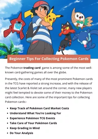 beginner tips for collecting pokemon cards