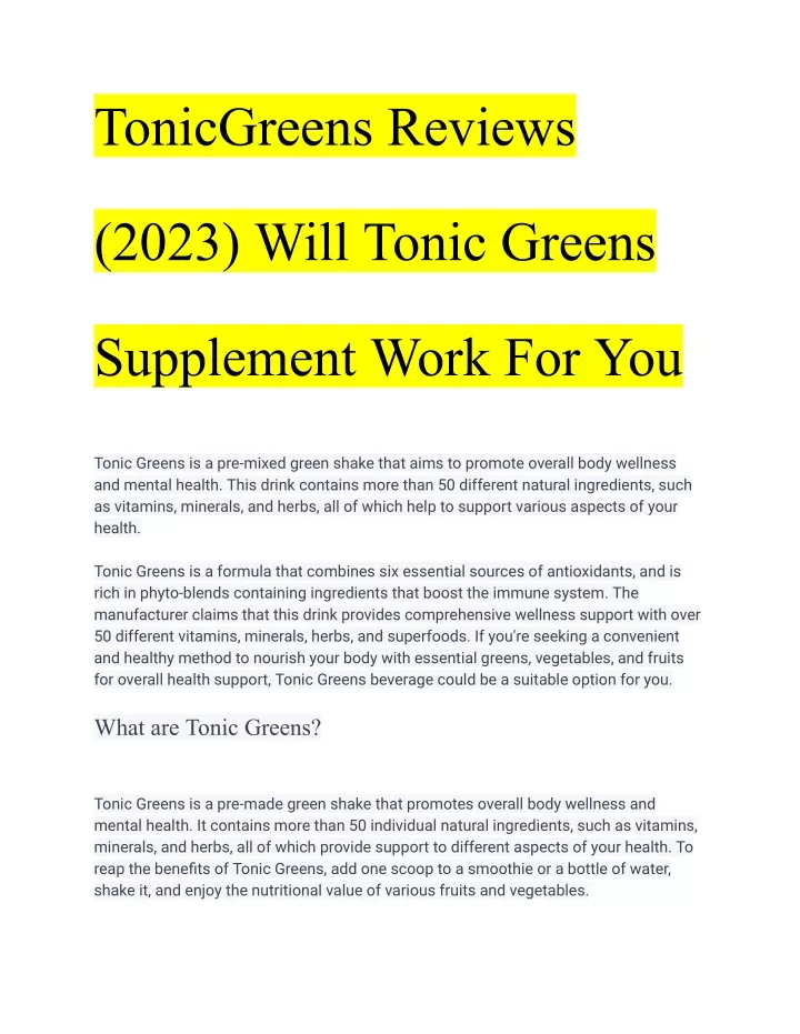 tonicgreens reviews