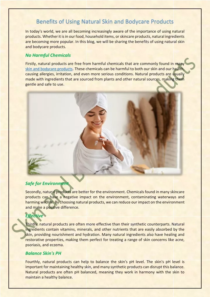 benefits of using natural skin and bodycare