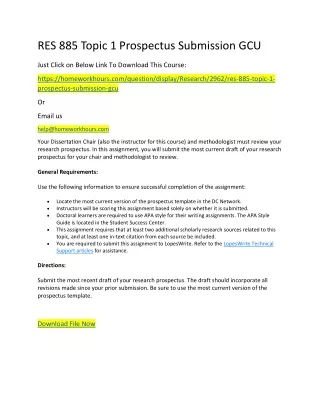 res 885 topic 1 prospectus submission gcu