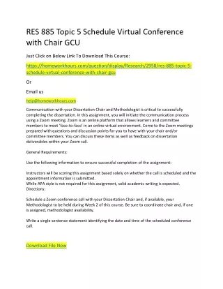 res 885 topic 5 schedule virtual conference with
