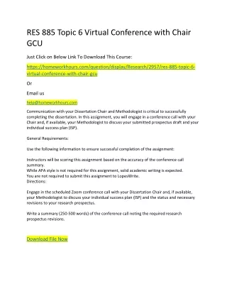 res 885 topic 6 virtual conference with chair gcu