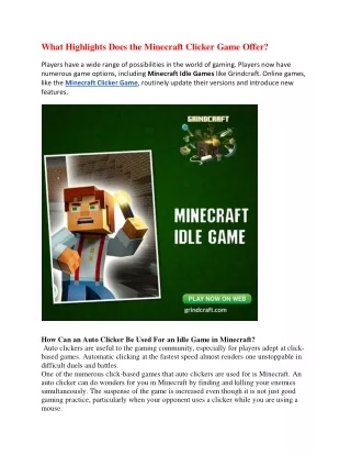 What Highlights Does the Minecraft Clicker Game Offer