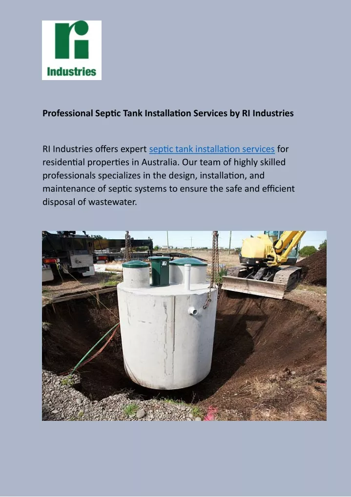 professional septic tank installation services