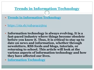 Trends in Information Technology