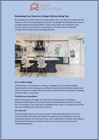renovating your home on a budget money saving tips