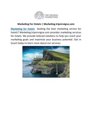 Marketing For Hotels | Marketing.tripnirvigna.com