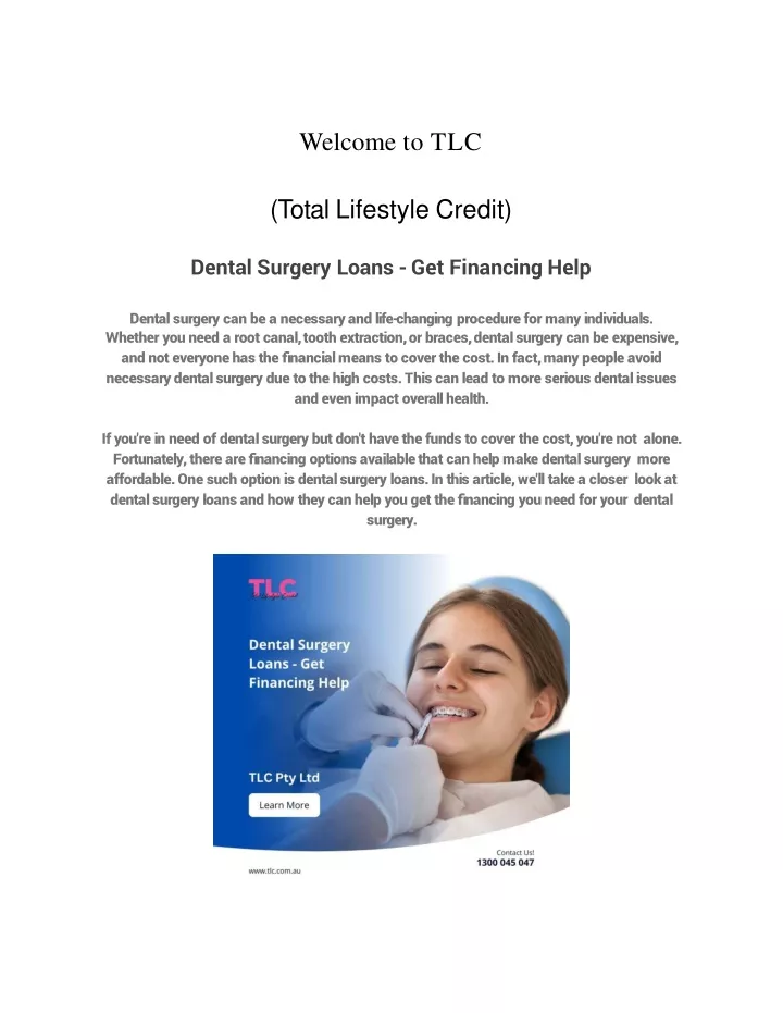 welcome to tlc total lifestyle credit dental