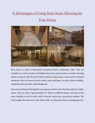 Advantages of Using Kota Stone Flooring for Your Home