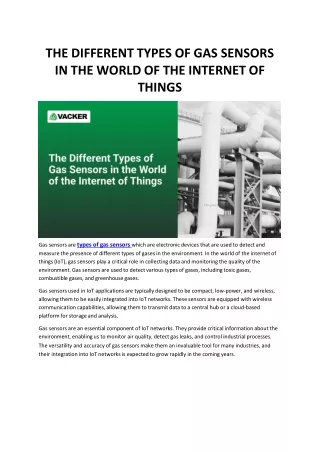 THE DIFFERENT TYPES OF GAS SENSORS IN THE WORLD OF THE INTERNET OF THINGS