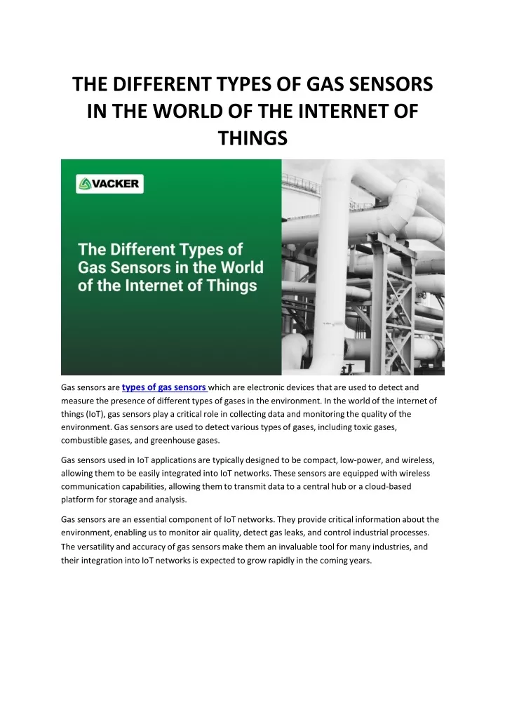 the different types of gas sensors in the world of the internet of things