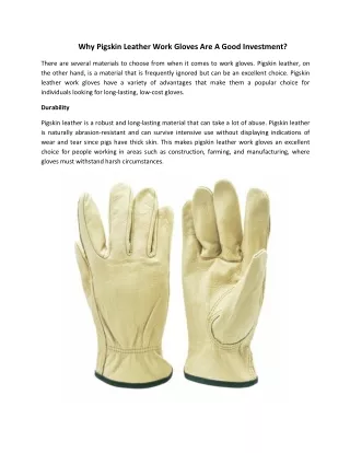 Why Pigskin Leather Work Gloves Are A Good Investment