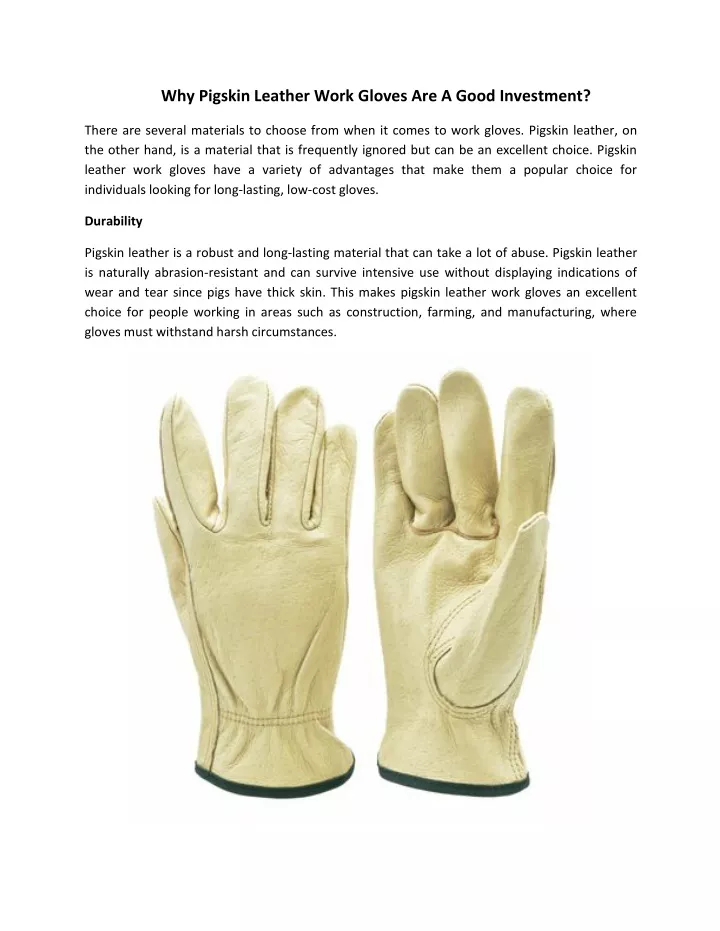 why pigskin leather work gloves are a good