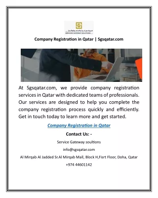 Company Registration in Qatar | Sgsqatar.com