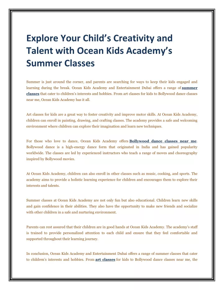 explore your child s creativity and talent with