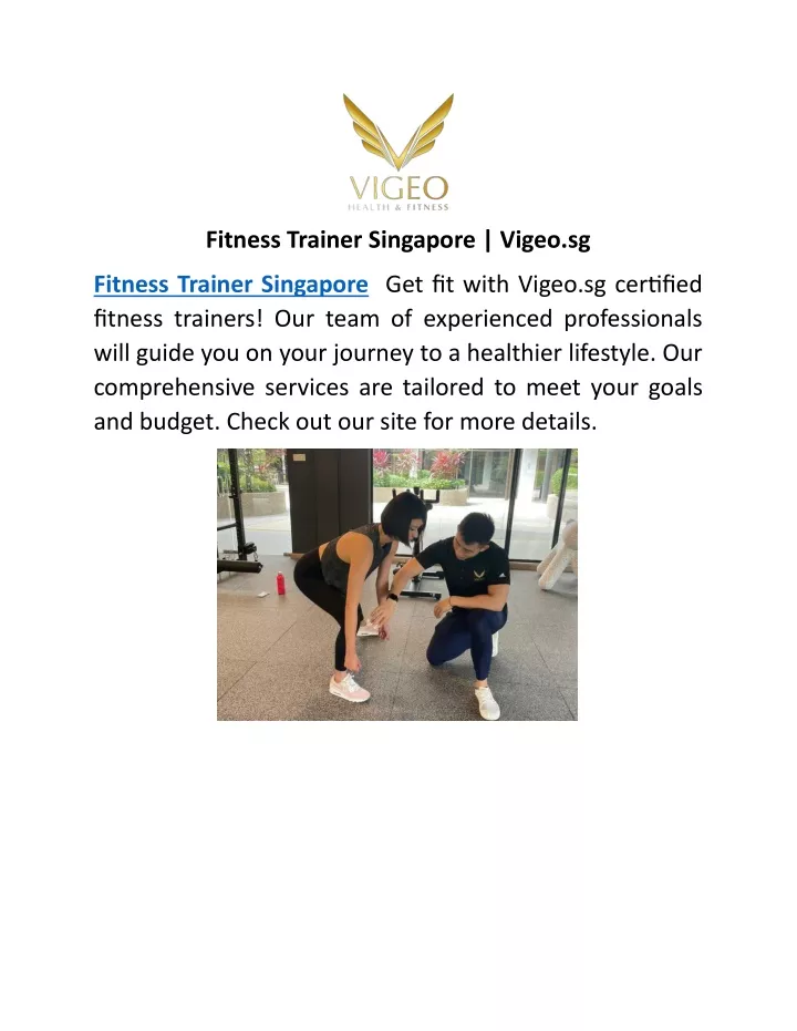 fitness trainer singapore vigeo sg