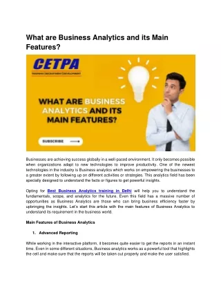 what are business analytics and its main features