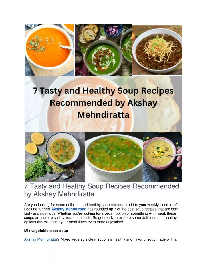 7 tasty and healthy soup recipes recommended