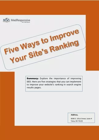 Five Ways to Improve Your Site's Ranking