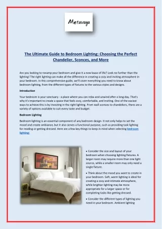 The Ultimate Guide to Bedroom Lighting Choosing the Perfect Chandelier, Sconces, and More