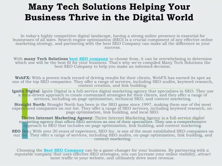 many tech solutions helping your business thrive in the digital world