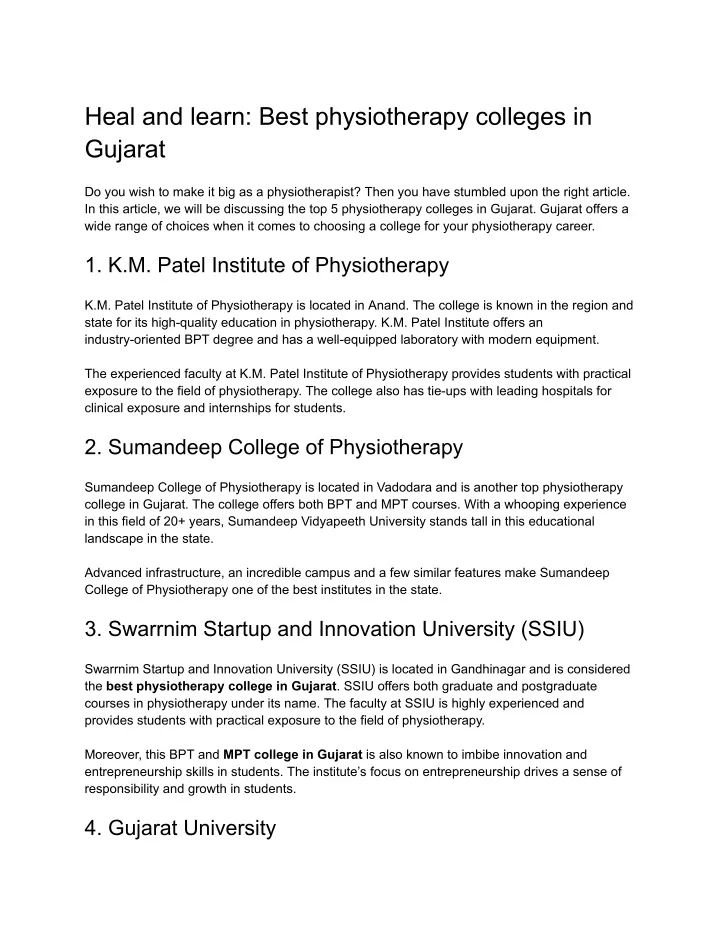 heal and learn best physiotherapy colleges