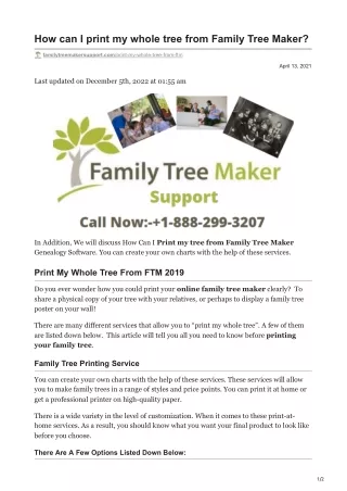 How can I print my whole tree from Family Tree Maker