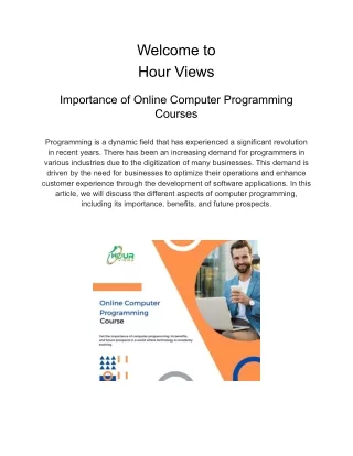 Importance of Online Computer Programming Courses