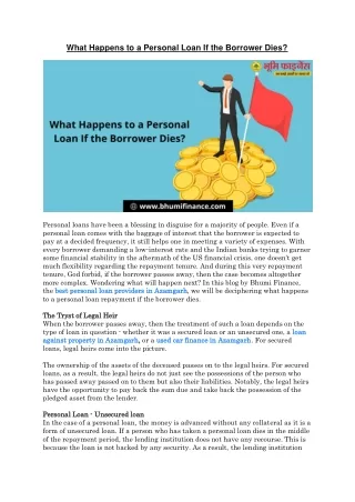 What Happens to a Personal Loan If the Borrower Dies