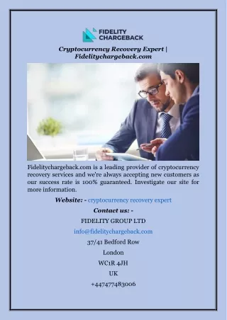 Cryptocurrency Recovery Expert  Fidelitychargeback.com