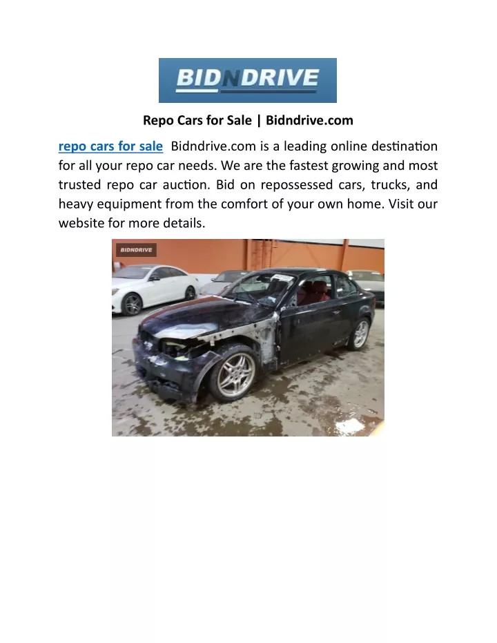 repo cars for sale bidndrive com