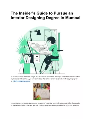 The Insider’s Guide to Pursue an Interior Designing Degree in Mumbai