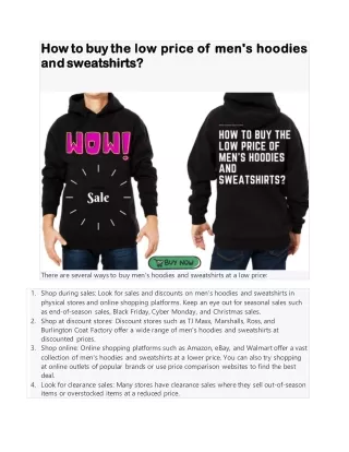 How to buy the low price of men's hoodies and sweatshirts