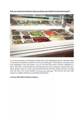 How can commercial salad bars help you achieve your health & environmental goals