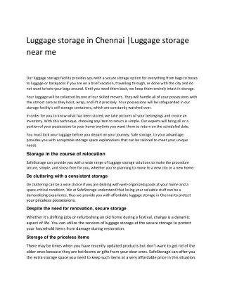 luggage storage in Chennai