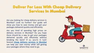 Cheap Delivery Service In Mumbai