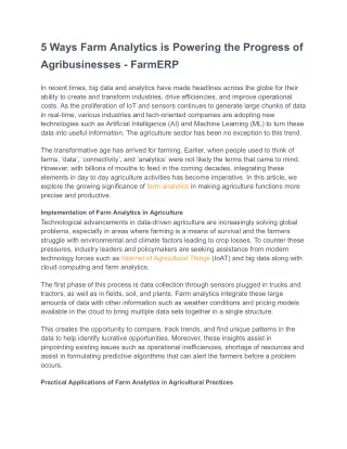 5 Ways Farm Analytics is Powering the Progress of Agribusinesses - FarmERP